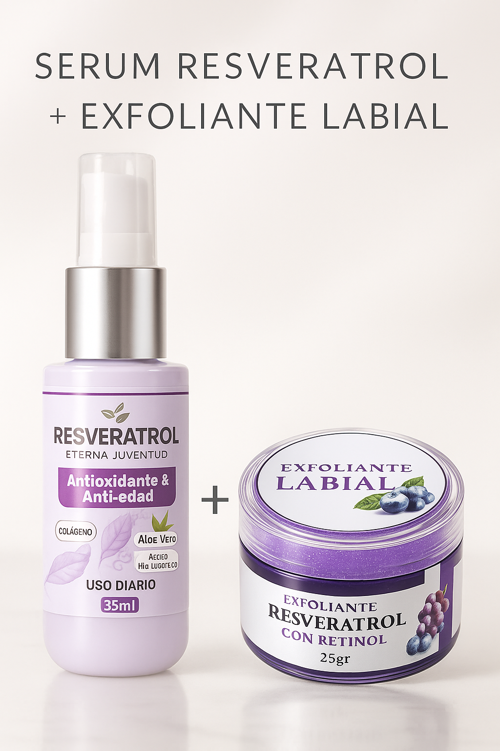 NUEVO SERUM RESVERATROL + EXFOLIANTE LABIAL